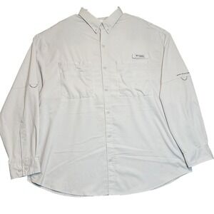Columbia Sportswear PFG Tamiami II Shirt Mens 2XL Gray Logo Omni Shade Fishing